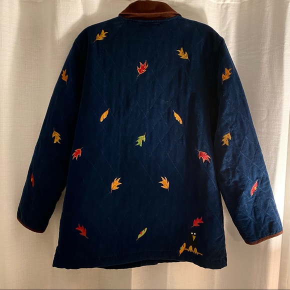 The Quacker Factory Quilted Corduroy Scarecrow FALL Embroidered Jacket - Picture 2 of 6